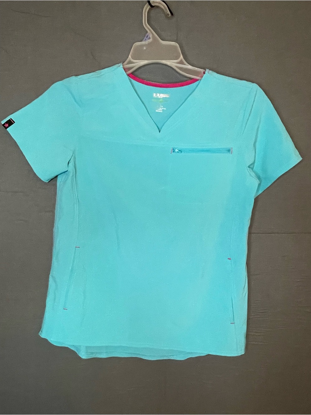 Scrubstar Premium Women's XS Teal Blue V-Neck Scrub Top Ethical Fabric Zipper